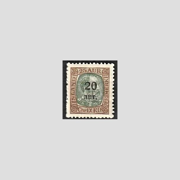 FRIMRKER ISLAND | 1921-22 - AFA 107 - Provisorier - 20/25 aur brun/grn - Ubrugt