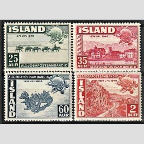 FRIMRKER ISLAND | 1949 - AFA 260-63 - Verdenspostforeningen 75 r. - 25 aur - 2 kr. i st - Postfrisk