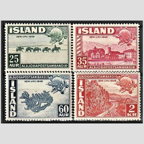 FRIMRKER ISLAND | 1949 - AFA 260-63 - Verdenspostforeningen 75 r. - 25 aur - 2 kr. i st - Postfrisk