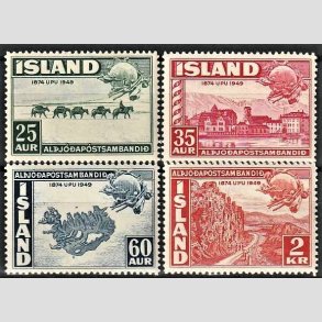 FRIMRKER ISLAND | 1949 - AFA 260-63 - Verdenspostforeningen 75 r. - 25 aur - 2 kr. i st - Postfrisk