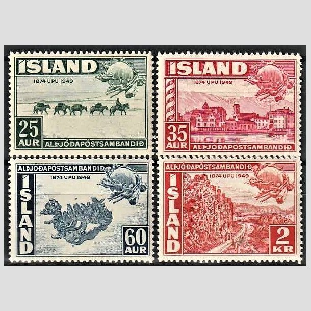 FRIMRKER ISLAND | 1949 - AFA 260-63 - Verdenspostforeningen 75 r. - 25 aur - 2 kr. i st - Postfrisk