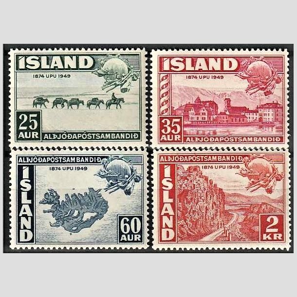 FRIMRKER ISLAND | 1949 - AFA 260-63 - Verdenspostforeningen 75 r. - 25 aur - 2 kr. i st - Postfrisk