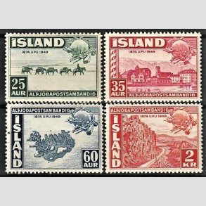 FRIMRKER ISLAND | 1949 - AFA 260-63 - Verdenspostforeningen 75 r. - 25 aur - 2 kr. i st - Postfrisk