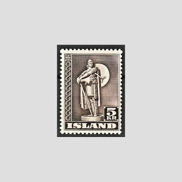 FRIMRKER ISLAND | 1947 - AFA 231B - Thorfinn Karlsefni - 5 kr. brun tk. 11 - Postfrisk (Perfekt takning)