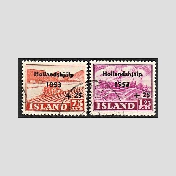 FRIMRKER ISLAND | 1953 - AFA 286,287 - Hollandshjlpen - 75 + 25 aur + 1,25 kr./25 aur i st - Stemplet