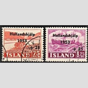 FRIMRKER ISLAND | 1953 - AFA 286,287 - Hollandshjlpen - 75 + 25 aur + 1,25 kr./25 aur i st - Stemplet
