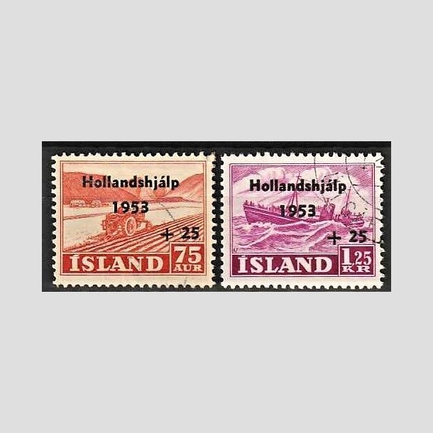 FRIMRKER ISLAND | 1953 - AFA 286,287 - Hollandshjlpen - 75 + 25 aur + 1,25 kr./25 aur i st - Stemplet