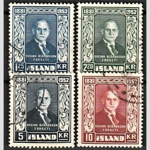 FRIMRKER ISLAND | 1952 - AFA 282-284 - Sveinn Bjrnsson - 1,25-10 Kr. i st - Stemplet