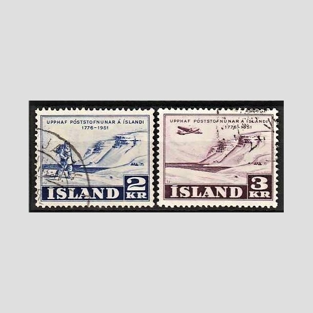 FRIMRKER ISLAND | 1951 - AFA 274,275 - Islandske Postvsen 175 r. - 2 kr. + 3 kr. i st - Stemplet