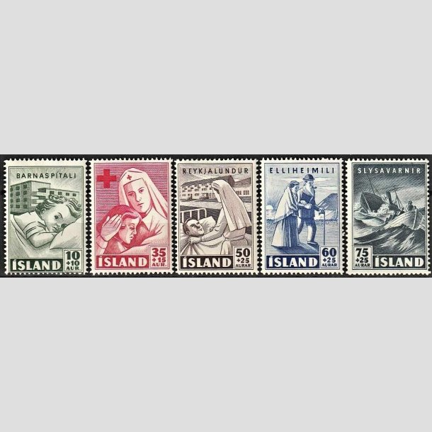 FRIMRKER ISLAND | 1949 - AFA 255-59 - Velgrenhedsudgave - 10 -75 + 10-25 aur i st - Postfrisk