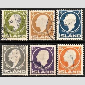 FRIMRKER ISLAND | 1911 -  AFA 63-68 - Jn Sigurdsson - 1 eyr - 25 aur i komplet st - Stemplet