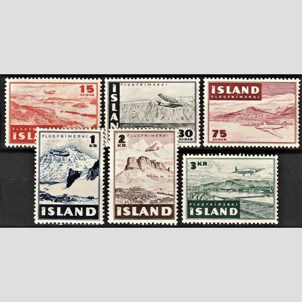 FRIMRKER ISLAND | 1947 - AFA 242-47 - Luftpost - 15 aur - 3 kr. i st - Postfrisk/Ubrugt