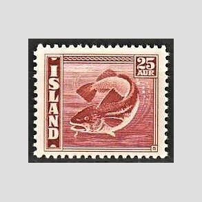 FRIMRKER ISLAND | 1945 - AFA 239 - Fisk- og flagserie - 25 aur rdbrun tk. 14 - Postfrisk