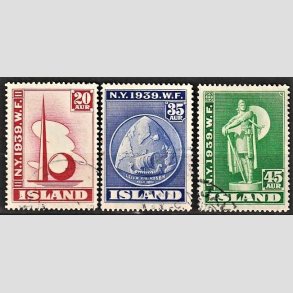 FRIMRKER ISLAND | 1939 - AFA 206-08 - Verdensudstilling i New York - 20 - 45 aur - Stemplet