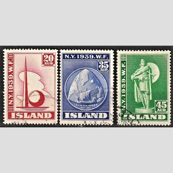 FRIMRKER ISLAND | 1939 - AFA 206-08 - Verdensudstilling i New York - 20 - 45 aur - Stemplet