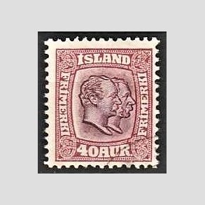 FRIMRKER ISLAND | 1907 - AFA 58 - Chr. IX og Frederik VIII - 40 aur lillard tk. 12 3/4 - Ubrugt