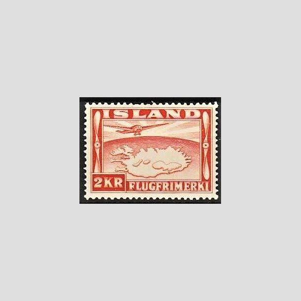 FRIMRKER ISLAND | 1934 - AFA 180 - Luftpost - 2 kr. rdorange tk. 12  - Ubrugt