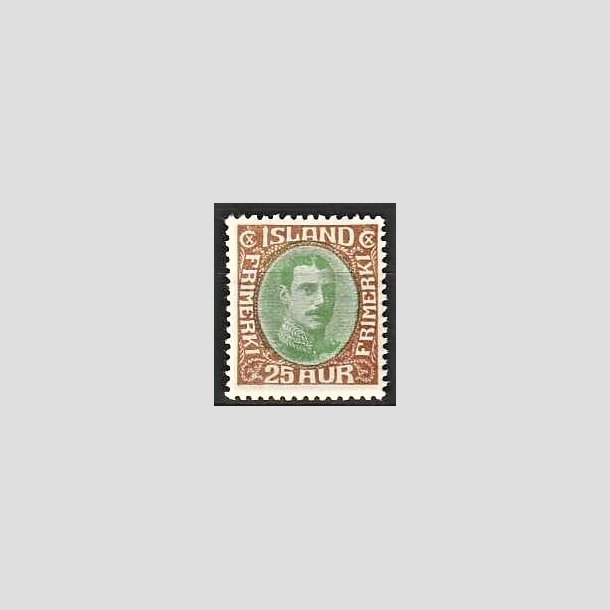 FRIMRKER ISLAND | 1931-33 - AFA 162 - Kong Christian X - 25 re brun/grn - Ubrugt