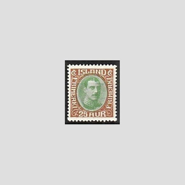 FRIMRKER ISLAND | 1931-33 - AFA 162 - Kong Christian X - 25 re brun/grn - Ubrugt