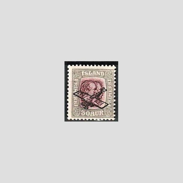 FRIMRKER ISLAND | 1928-29 - AFA 124 - Luftpostprovisorier - 50 aur gr/rdlilla - Postfrisk