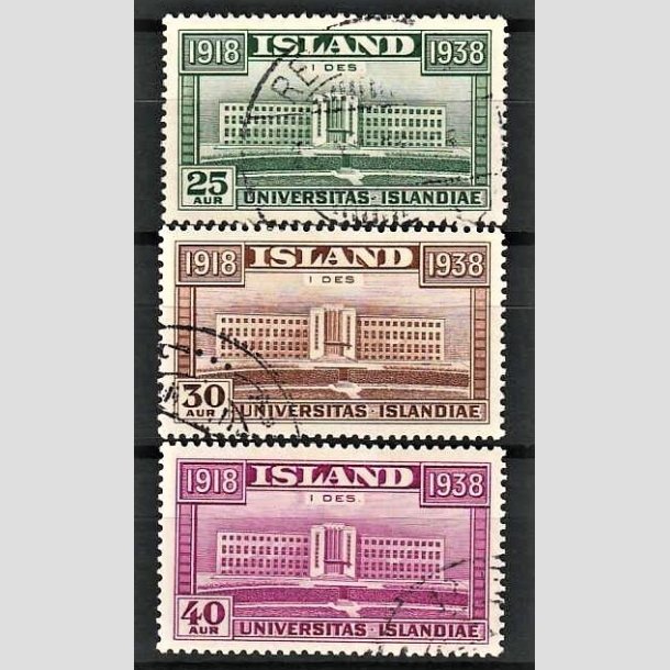 FRIMRKER ISLAND | 1938 - AFA 202-204 - 20 rs uafhngighed - Komplet st - Stemplet