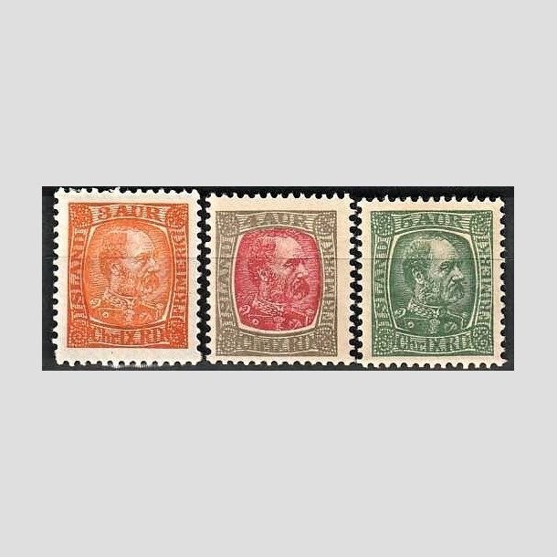 FRIMRKER ISLAND | 1902-04 - AFA 35,36,37 - Kong Chr. IX - 3 - 5 aur - Ubrugt