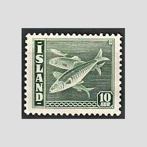 FRIMRKER ISLAND | 1940 - AFA 216 - Fisk- og flagserie - 10 aur grn tk. 14 - Ubrugt