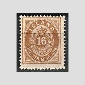 FRIMRKER ISLAND | 1875-76 - AFA 9 - 16 aur brun tk. 14 - Postfrisk