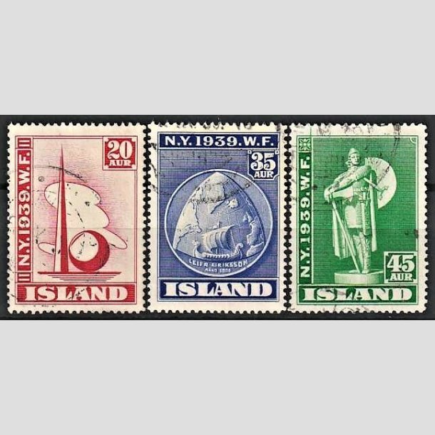 FRIMRKER ISLAND | 1939 - AFA 206-08 - Verdensudstilling i New York - 20 - 45 aur - Stemplet