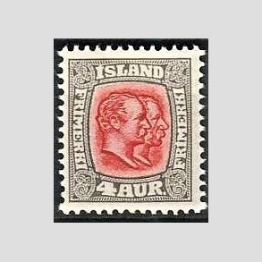 FRIMRKER ISLAND | 1907 - AFA 50 - Chr. IX og Frederik VIII - 4 aur gr/rd tk. 12 3/4 - Postfrisk