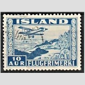 FRIMRKER ISLAND | 1934 - AFA 175 - Luftpost - 10 aur bl tk. 12  - Stemplet