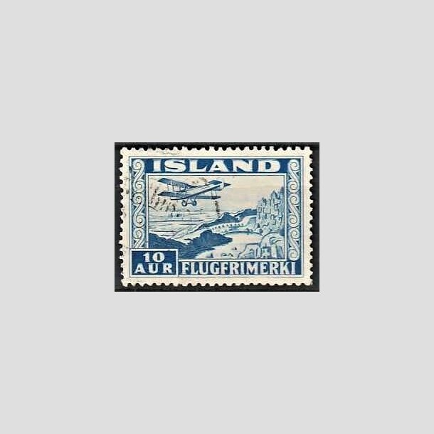 FRIMRKER ISLAND | 1934 - AFA 175 - Luftpost - 10 aur bl tk. 12  - Stemplet