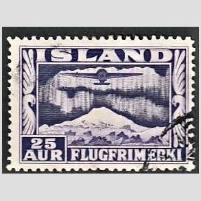 FRIMRKER ISLAND | 1934 - AFA 177A - Luftpost - 25 aur violet tk. 12  - Stemplet