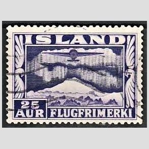 FRIMRKER ISLAND | 1934 - AFA 177A - Luftpost - 25 aur violet tk. 12  - Stemplet