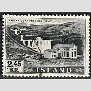 FRIMRKER ISLAND | 1956 - AFA 309 - Elkraftvrker og vandfald - 2,45 aur mrkgr - Stemplet