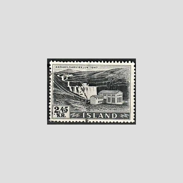 FRIMRKER ISLAND | 1956 - AFA 309 - Elkraftvrker og vandfald - 2,45 aur mrkgr - Stemplet