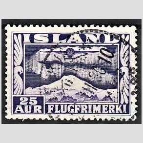 FRIMRKER ISLAND | 1934 - AFA 177A - Luftpost - 25 aur violet tk. 12  - Stemplet