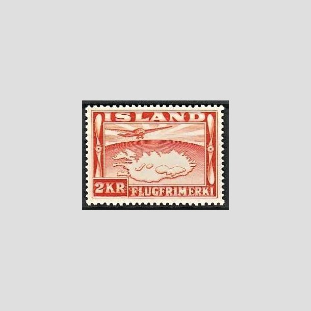 FRIMRKER ISLAND | 1934 - AFA 180 - Luftpost - 2 kr. rdorange tk. 12  - Postfrisk