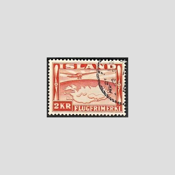 FRIMRKER ISLAND | 1934 - AFA 180 - Luftpost - 2 kr. rdorange tk. 12  - Stemplet