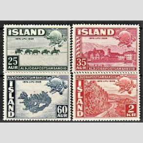 FRIMRKER ISLAND | 1949 - AFA 260-63 - Verdenspostforeningen 75 r. - 25 aur - 2 kr. i st - Postfrisk
