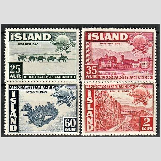 FRIMRKER ISLAND | 1949 - AFA 260-63 - Verdenspostforeningen 75 r. - 25 aur - 2 kr. i st - Postfrisk