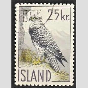 FRIMRKER ISLAND | 1960 - AFA 340 - Islandsk falk - 25 kr. grlilla/gr/gul - Stemplet