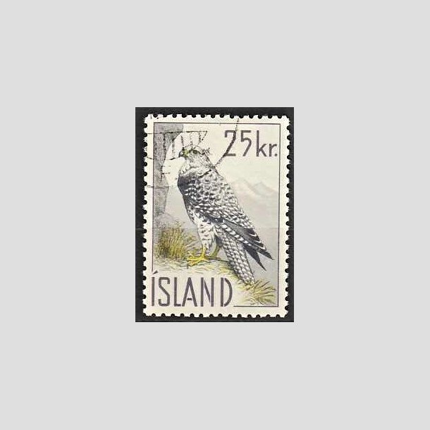 FRIMRKER ISLAND | 1960 - AFA 340 - Islandsk falk - 25 kr. grlilla/gr/gul - Stemplet