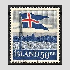 FRIMRKER ISLAND | 1958 - AFA 329 - Det islandske flag - 50 kr. bl/rd - Stemplet