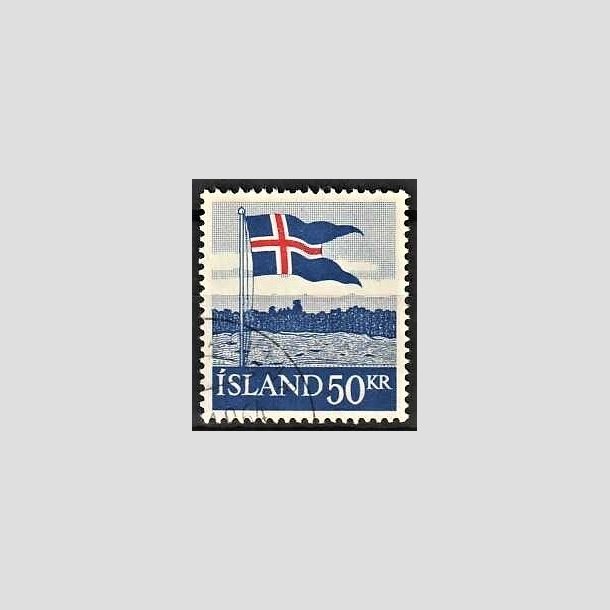 FRIMRKER ISLAND | 1958 - AFA 329 - Det islandske flag - 50 kr. bl/rd - Stemplet