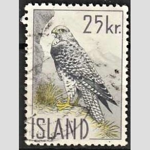 FRIMRKER ISLAND | 1960 - AFA 340 - Islandsk falk - 25 kr. grlilla/gr/gul - Stemplet