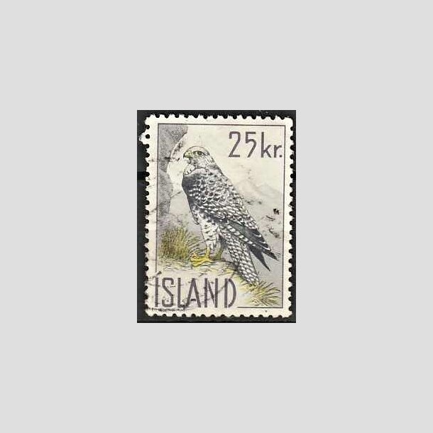 FRIMRKER ISLAND | 1960 - AFA 340 - Islandsk falk - 25 kr. grlilla/gr/gul - Stemplet