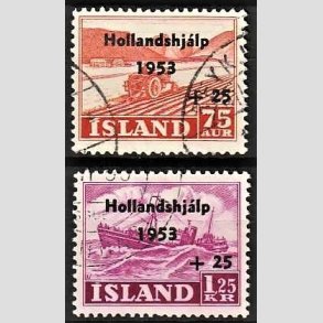 FRIMRKER ISLAND | 1953 - AFA 286,287 - Hollandshjlpen - 75 + 25 aur + 1,25 kr./25 aur i st - Stemplet