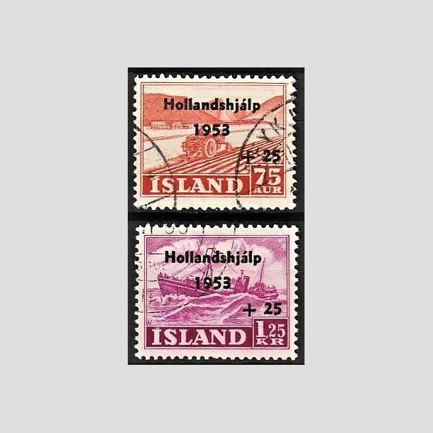 FRIMRKER ISLAND | 1953 - AFA 286,287 - Hollandshjlpen - 75 + 25 aur + 1,25 kr./25 aur i st - Stemplet