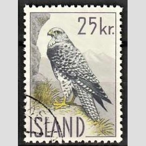 FRIMRKER ISLAND | 1960 - AFA 340 - Islandsk falk - 25 kr. grlilla/gr/gul - Stemplet